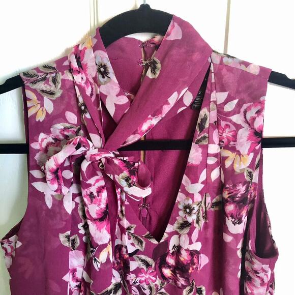 WHBM White House Black Market Purple Floral Sleeveless Dress - Size 2 - Picture 2 of 10